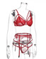 Fashion Red Lace Sexy Lingerie Three-piece Suit