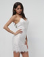 Fashion White Deep V-neck Lace Harness Dress