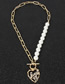 Fashion Gold Imitation Pearl Metal Love Micro-encrusted Necklace