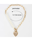 Fashion Gold Imitation Pearl Metal Love Micro-encrusted Necklace