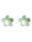 Fashion Green  Silver Needle Contrast Color Flower Sequin Earrings