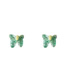 Fashion Green  Silver Needle Sequined Butterfly Earrings