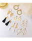 Fashion Gold Pearl Geometric Hollow Square Stud Earrings