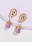 Fashion Gold Shell Woven Gold Thread Wrapped Natural Stone Earrings