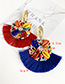 Fashion Red Alloy Rice Beads Shell Tassel Earrings