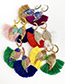 Fashion Color + Ab Alloy Diamond-studded Bird Tassel Earrings