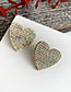 Fashion White Alloy Diamond Heart Earrings