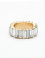 Fashion Golden Transparent W Shape Geometric Acrylic Square Zircon Ring
