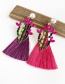 Fashion Purple Alloy Studded Pearl Cactus Tassel Earrings