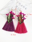Fashion Red Alloy Studded Pearl Cactus Tassel Earrings