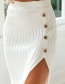 Fashion White Side Slit Elastic Skirt