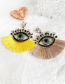 Fashion Yellow + White Alloy Diamond Pierced Eye Tassel Earrings