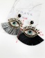 Fashion Lake Green + White Alloy Diamond Pierced Eye Tassel Earrings