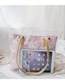 Fashion Pink Pvc Woven Shoulder Transparent Mother Bag