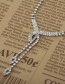 Fashion Silver Diamond-set Tassel Pierced Necklace Earrings Two-piece