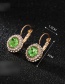 Fashion Gold + Light Green Diamond Round Stud Earrings