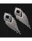 Fashion Silver Diamond-shaped Diamond Tassel Earrings