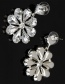 Fashion White Gem Flower Stud Earrings