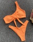 Fashion Shoulder Orange One-shoulder Chest Knotted Split Swimsuit