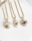 Fashion Gold Copper Inlaid Zircon Eye Shell Necklace