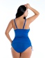 Fashion Blue Solid Color One-piece Swimsuit