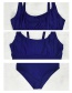 Fashion Blue Solid Pleated Bikini