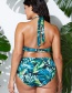 Fashion Blue Floral Print One-piece Swimsuit