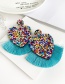 Fashion Blue Love Rice Beads Tassel Earrings