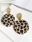 Fashion Leopard Alloy Woven Wood Rattan Round Earrings