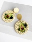 Fashion Cactus Alloy Woven Wood Rattan Round Earrings