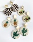Fashion Pineapple Alloy Woven Wood Rattan Round Earrings