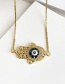 Fashion Gold Copper Inlay Zircon Eye Necklace