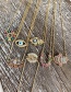 Fashion Gold Copper Inlay Zircon Palm Eye Necklace