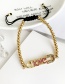 Fashion Gold Copper Inlaid Zircon Pin Letters Love Bracelet