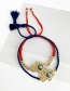 Fashion Royal Blue Copper Inlaid Zircon Braided Rope Hollow Palm Bracelet
