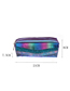 Fashion Purple Lines Double Zipper Fringed Scales Laser Clutch