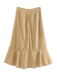 Fashion Khaki High-waisted Ruffled Ruffled Wave Point Fishtail Skirt