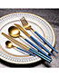 Fashion Blue Gold Spoon 304 Stainless Steel Titanium Plated Cutlery Cutlery 4 Piece Set