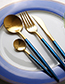 Fashion Blue Gold Small Spoon 304 Stainless Steel Titanium Plated Cutlery Cutlery 4 Piece Set