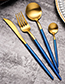 Fashion Blue Gold Fork 304 Stainless Steel Titanium Plated Cutlery Cutlery 4 Piece Set