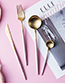 Fashion Pink Coffee Spoon 304 Stainless Steel Knife And Fork Spoon Brushed Tableware Three-piece Suit