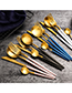 Fashion Black Gold Children's Spoon 304 Stainless Steel Cutlery