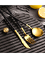 Fashion Black Gold Dessert Knife 304 Stainless Steel Cutlery
