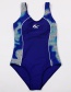 Fashion Blue Plaid Quick-drying Triangle Chest Pad One-piece Swimsuit