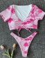 Fashion Pink Gradient Split Swimsuit