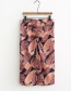 Fashion Color Leaf Print Wrinkled Skirt