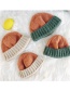 Fashion Color Matching Orange + Dark Green Knitted Color Matching Cuffed Melon Fur Line Parent-child Cap