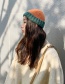 Fashion Color Matching Orange + Beige Knitted Color Matching Cuffed Melon Fur Line Parent-child Cap