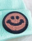 Fashion Smiley Mint Green Knitted Wool Sequin Cap