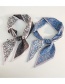 Fashion Hand Drawn Flowers And Birds Blue Simulation Silk Double-layer Large Ribbon Scarf